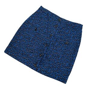 Banana Republic Blue Cheetah Print Satin Skirt